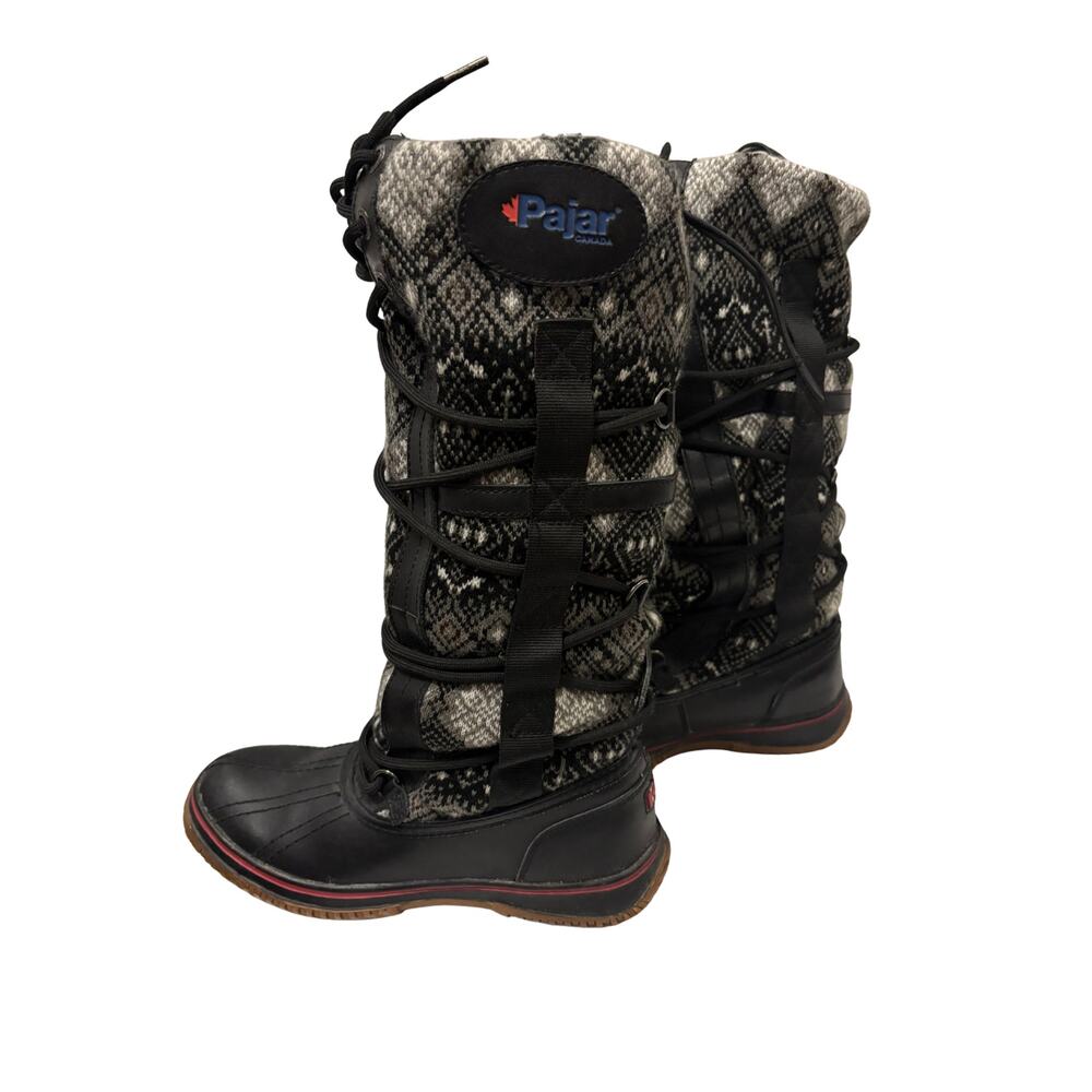 Pajar Tall LaceUp Winter Snow Boots Nordic Knit Leather Straps Women’s 7–7.5